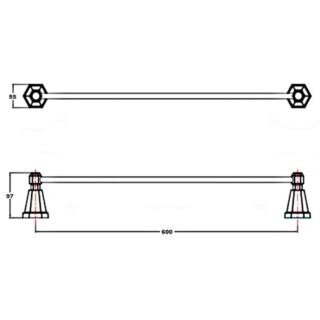 RAK Washington Towel Rail - 600mm Wide - Chrome - Image 2