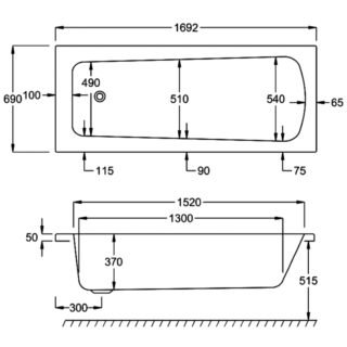 Carron Britannia Single Ended Bath - No TH - White - Image 5