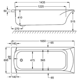 Carron Delta Single Ended Bath - No TH - White - Image 9