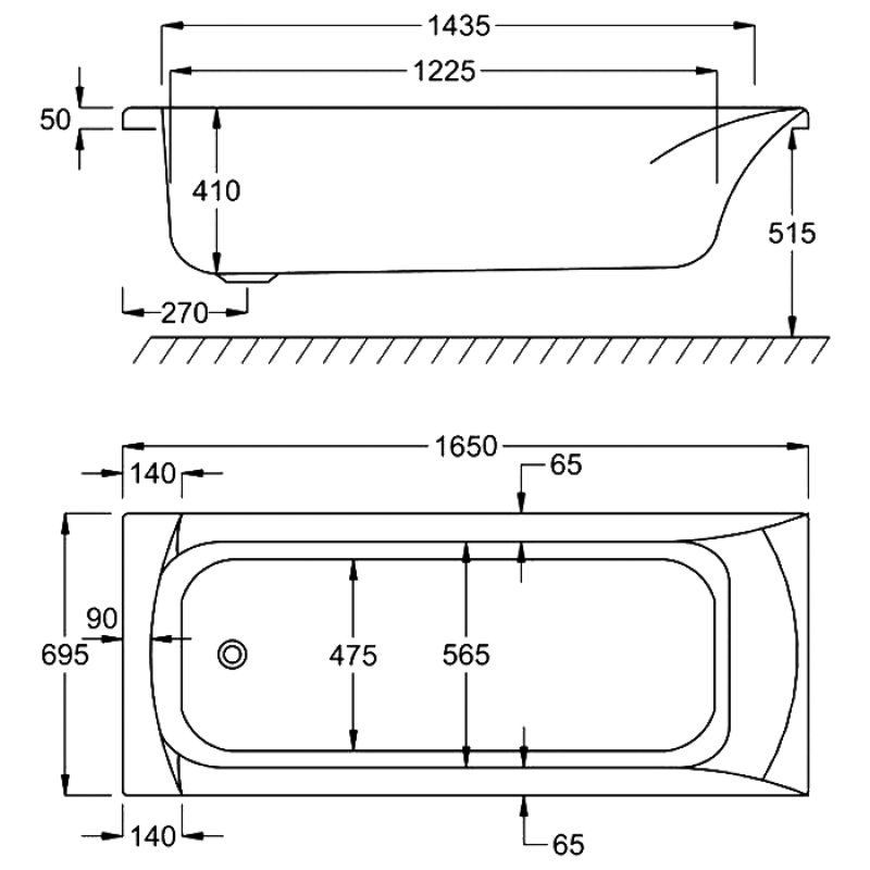 Carron Delta Single Ended Bath - No TH - White - Image 9