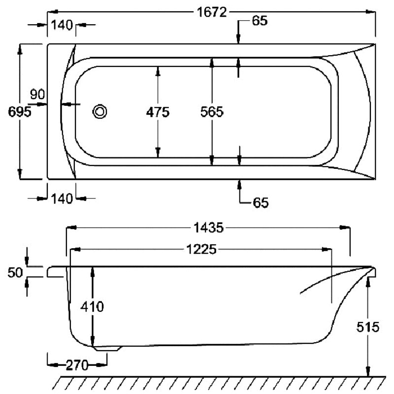 Carron Delta Single Ended Bath - No TH - White - Image 4