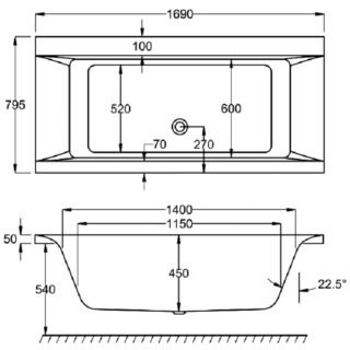 Carron Haiku Double Ended Bath - No TH - White - Image 4
