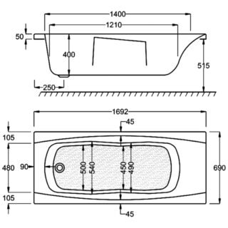 Carron Imperial Single Ended Bath With Twin Grip - No TH - White - Image 9
