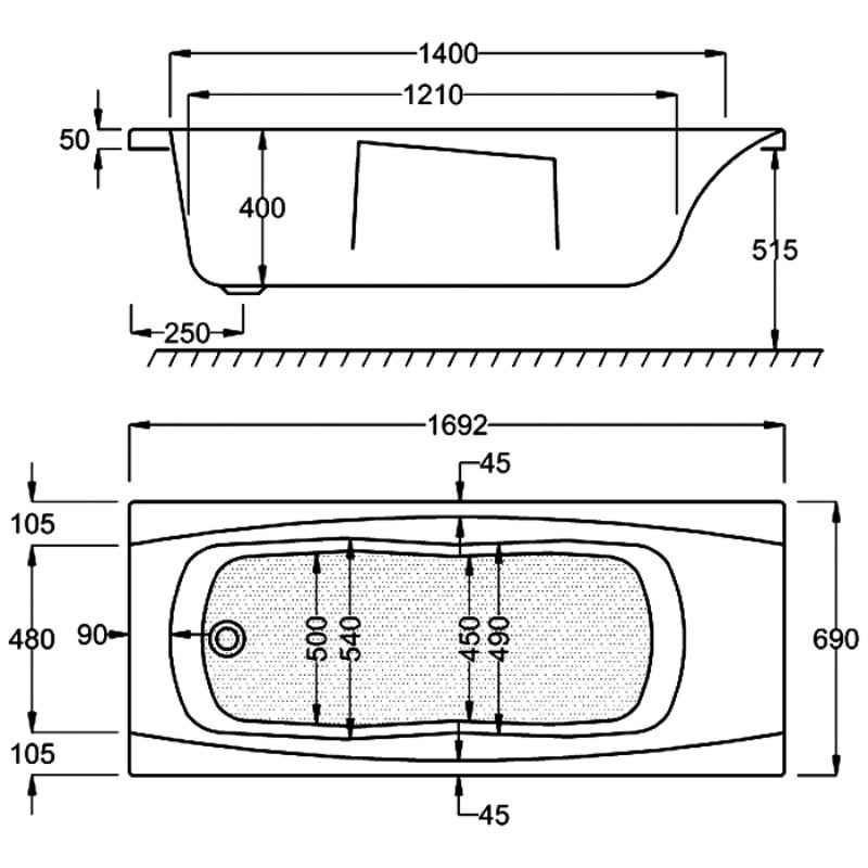 Carron Imperial Single Ended Bath With Twin Grip - No TH - White - Image 9