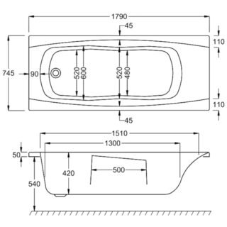 Carron Imperial Single Ended Bath With Twin Grip - No TH - White - Image 10