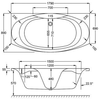 Carron Mistral Double Ended Bath -  1800mm x 700mm - No TH - White - Image 4