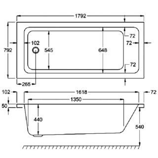Carron Quantum Single Ended Bath - No TH - White - Image 13