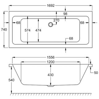 Carron Quantum Double Ended Bath - No TH - White - Image 7