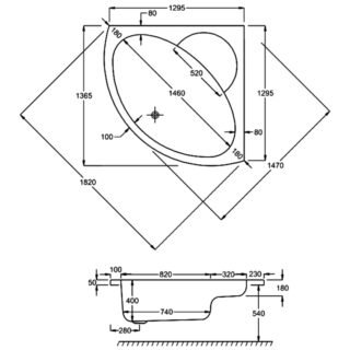 Carron Monarch Corner Bath - 1300mm x 1300mm - No TH - White - Image 5