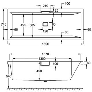 Carron Celsius Carronite Single Ended Bath With Overflow Bath Filler - No TH - White - Image 6