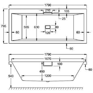 Carron Celsius Carronite Double Ended Bath - 1800mm x 800mm - No TH - White - Image 5