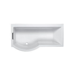 Carron Celsius Carronite P Shaped Shower Bath With Overflow Bath Filler - 1700mm x 900mm - No TH - White - Image 2