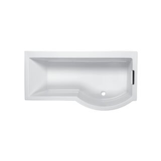 Carron Celsius Carronite P Shaped Shower Bath With Overflow Bath Filler - 1700mm x 900mm - No TH - White - Image 3