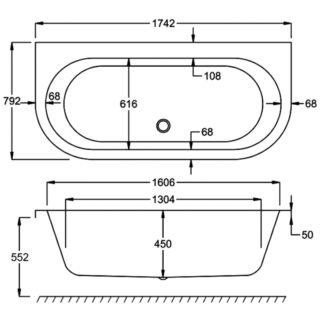 Carron Halcyon D D Shaped Freestanding Bath - 1750mm x 800mm - No TH - White - Image 4