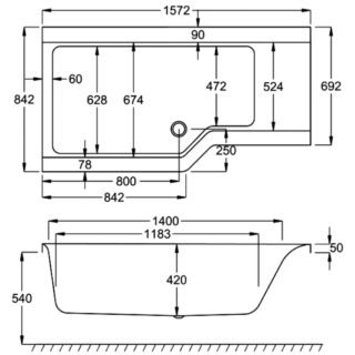 Carron Urban Edge Shower Bath - No TH - White - Image 6