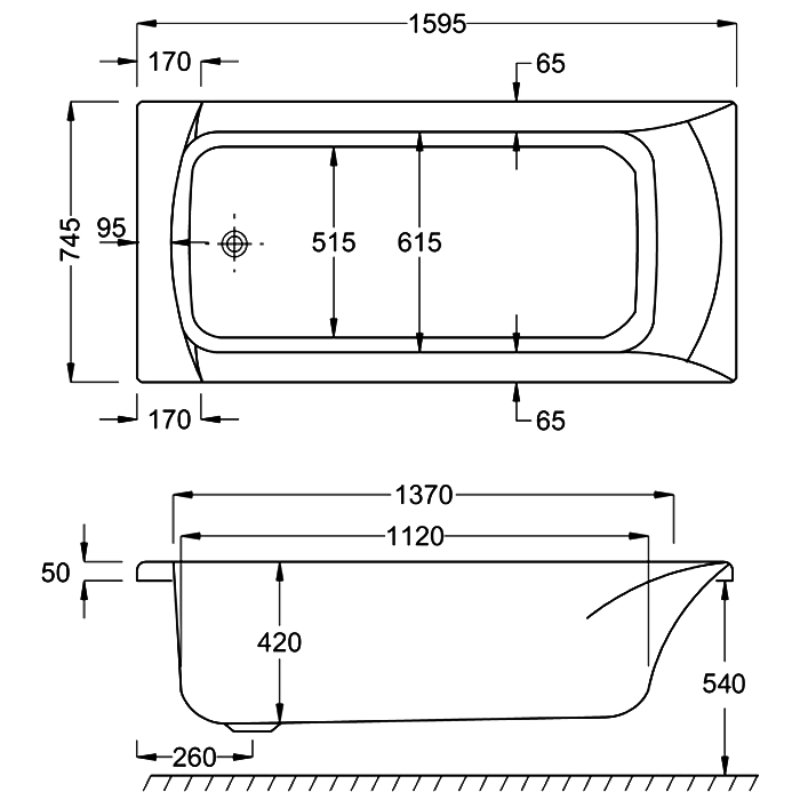 Carron Sigma Single Ended Bath - No TH - White - Image 6