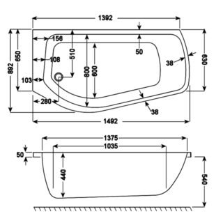 Carron Profile Shower Bath - 1500mm x 900mm - No TH - White - Image 6