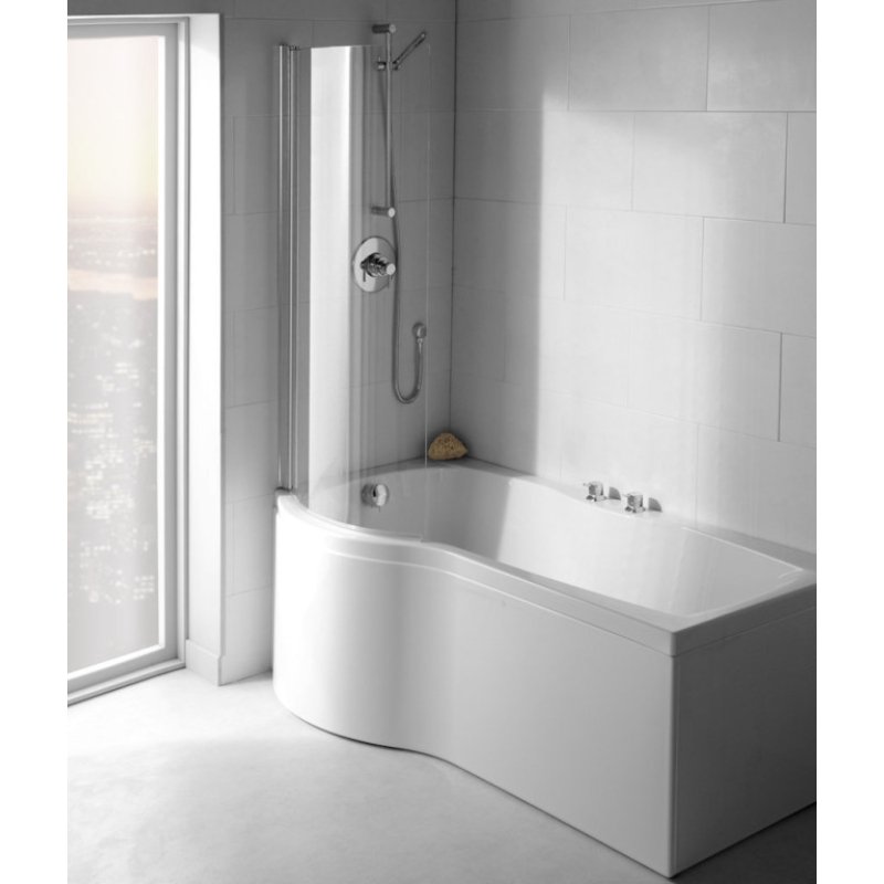Carron Sigma P Shaped Shower Bath - 1800mm x 900mm - No TH - White