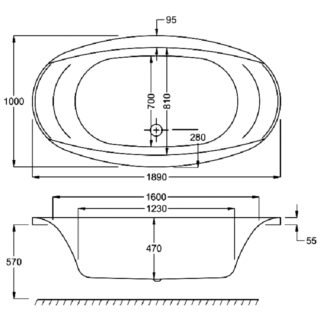 Carron Celsius Carronite Double Ended Bath - 1900mm x 1000mm - No TH - White - Image 5