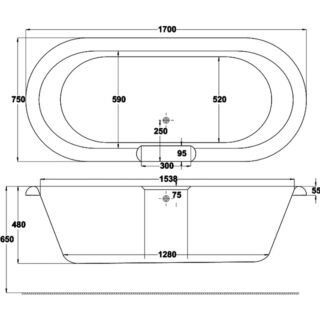 Carron Ascoli Double Ended Inset Bath - 1700mm x 750mm - No TH - White - Image 3