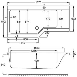 Carron Urban Edge Shower Bath - No TH - White - Image 10