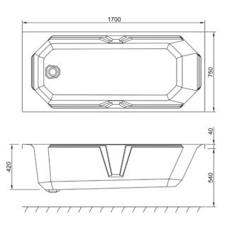 Carron Highgate Carronite Single Ended Bath With Twin Grip - No TH - White - Image 6