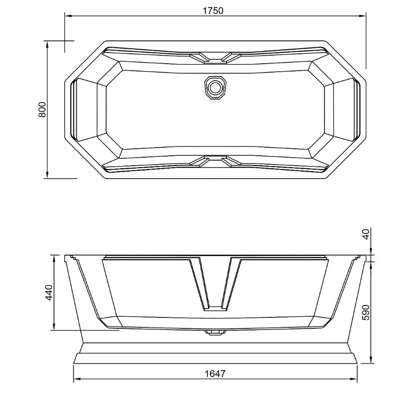 Carron Highgate Carronite Double Ended Freestanding Bath - 1750mm x 800mm - No TH - Image 6