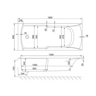 Carron Axis Single Ended Bath With Twin Grip - No TH - White - Image 7