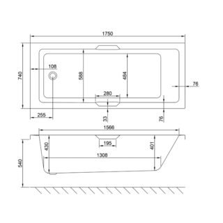 Carron Integra Single Ended Bath With Twin Grip - No TH - White - Image 11