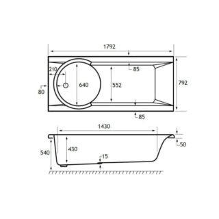 Carron Zone Single Ended Bath - No TH - White - Image 4