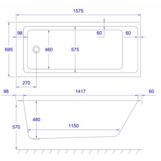 Carron Quantum Single Ended Bath - No TH - White - Image 5