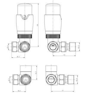 Eastbrook 15mm Thermostatic Corner Radiator Valves With Lockshield - Brushed Brass - Image 2