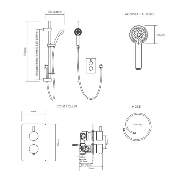 Aqualisa Dream Round One Outlet Thermostatic Concealed Shower Valve With Adjustable Kit - Chrome - Image 5