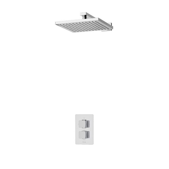 Aqualisa Dream Square One Outlet Thermostatic Concealed Shower Valve With Wall Fixed Head - Chrome - Image 4