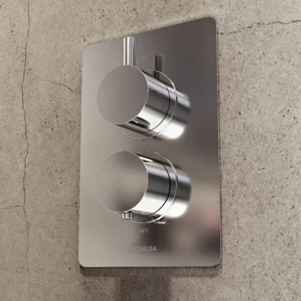 Aqualisa Dream Round Two Outlet Thermostatic Concealed Shower Valve With Adjustable Kit And Wall Fixed Head - Chrome - Image 2