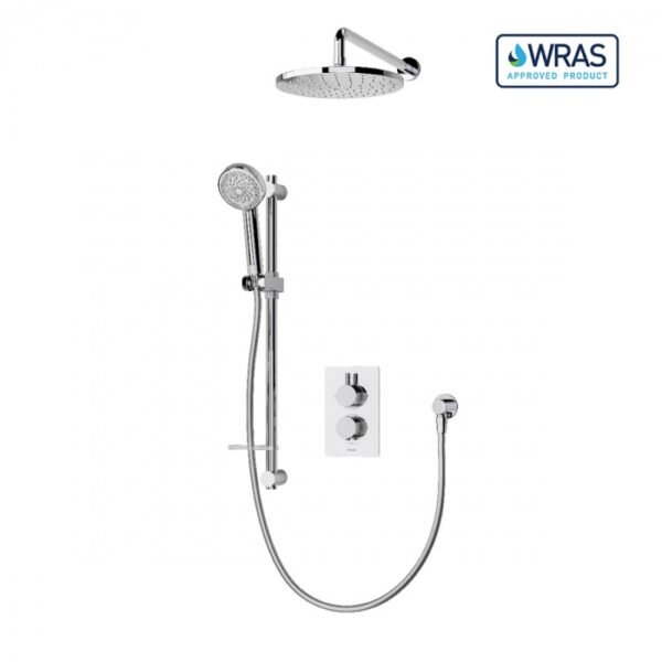 Aqualisa Dream Round Two Outlet Thermostatic Concealed Shower Valve With Adjustable Kit And Wall Fixed Head - Chrome - Image 4