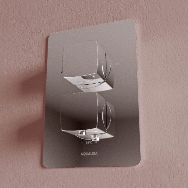 Aqualisa Dream Square Two Outlet Thermostatic Concealed Shower Valve With Adjustable Kit And Wall Fixed Head - Chrome - Image 3