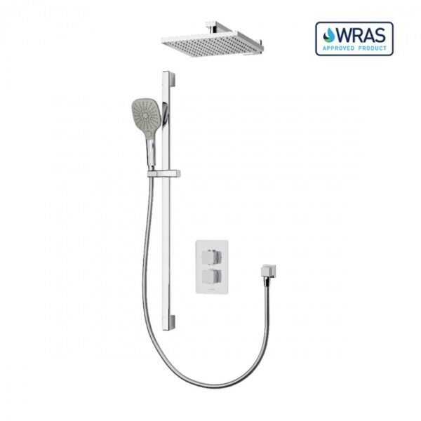 Aqualisa Dream Square Two Outlet Thermostatic Concealed Shower Valve With Adjustable Kit And Wall Fixed Head - Chrome - Image 4