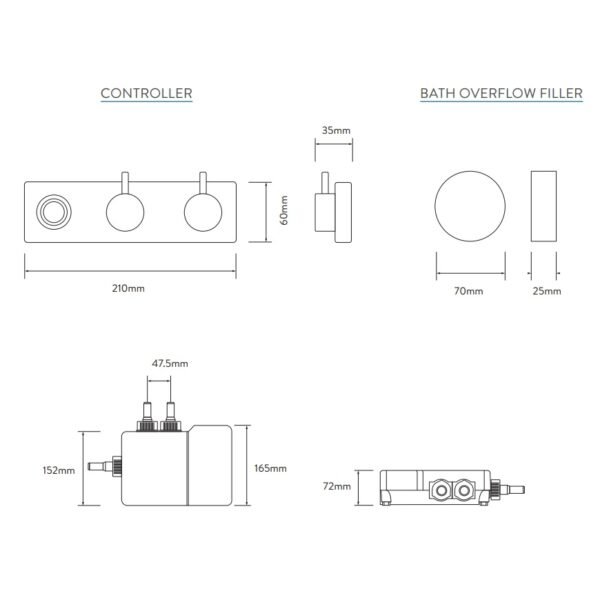 Aqualisa HiQu Smart Digital Bath Valve With Overflow Bath Filler - Hp Combi - Chrome - Image 5