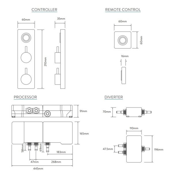 Aqualisa HiQu Two Outlet Smart Digital Shower With 300mm Square Head And Slider Rail - Gravity Pumped - Chrome - Image 5