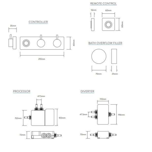 Aqualisa HiQu Two Outlet Concealed Smart Digital Bath/Shower Valve with Remote Control - Hp Combi - Chrome - Image 2