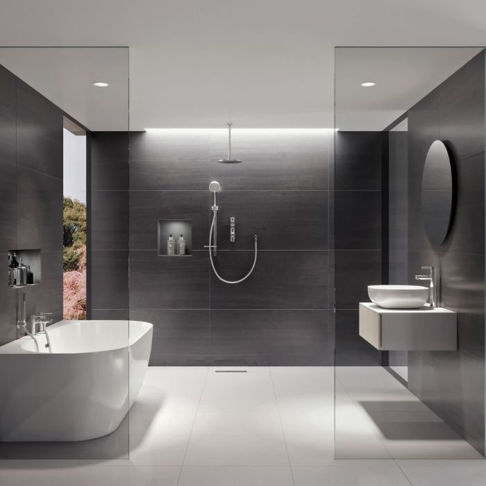Aqualisa I system Smart One Outlet Concealed Digital Shower Kit With Adjustable And Ceiling Shower Head - Hp Combi - Chrome