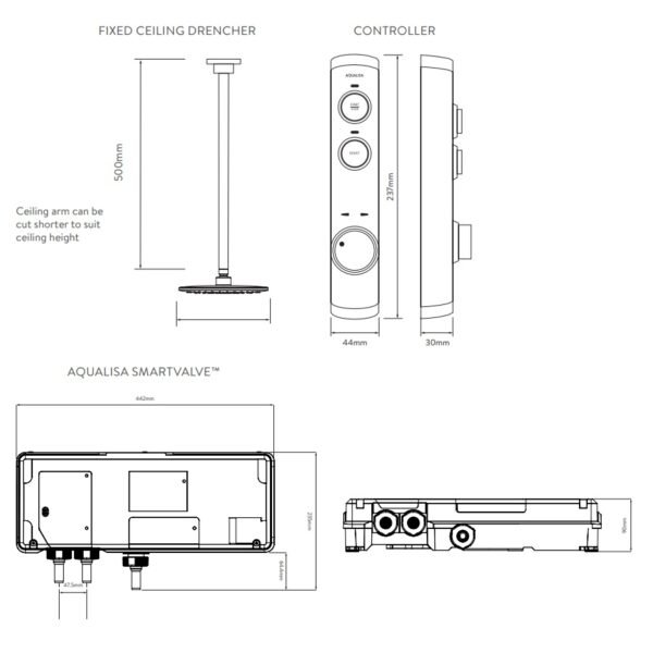 Aqualisa I system One Outlet Concealed Digital Shower With Ceiling Fixed Shower Head - Gravity Pumped - Chrome - Image 5