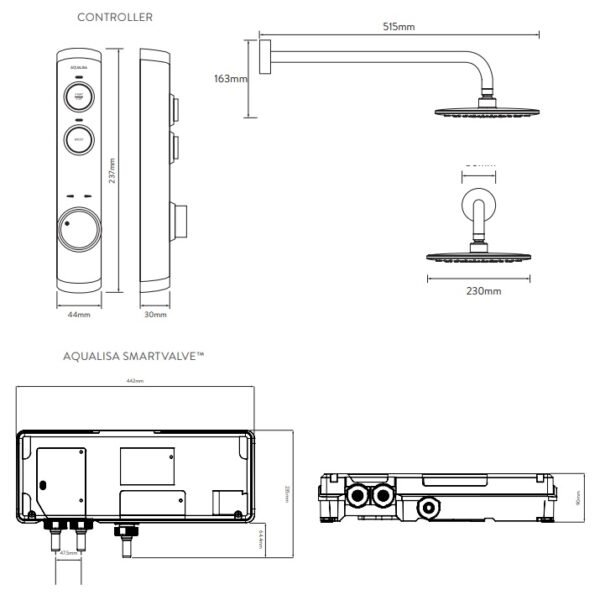 Aqualisa I system One Outlet Concealed Digital Shower With Wall Fixed Shower Head - Gravity Pumped - Chrome - Image 5