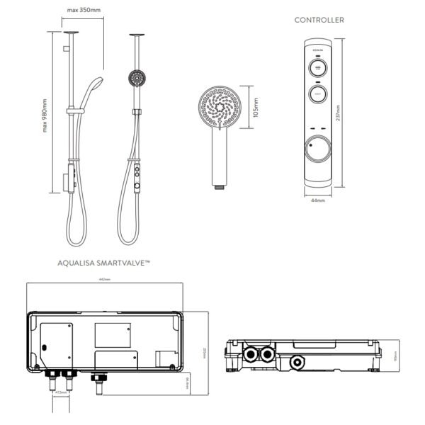 Aqualisa I system Smart Exposed Shower Valve With Adjustable Kit - Gravity Pumped - Chrome - Image 5