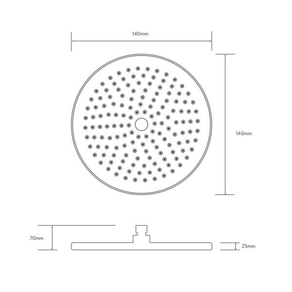 Aqualisa Options Round Drench Shower Head - 140mm x 140mm - Chrome - Image 2
