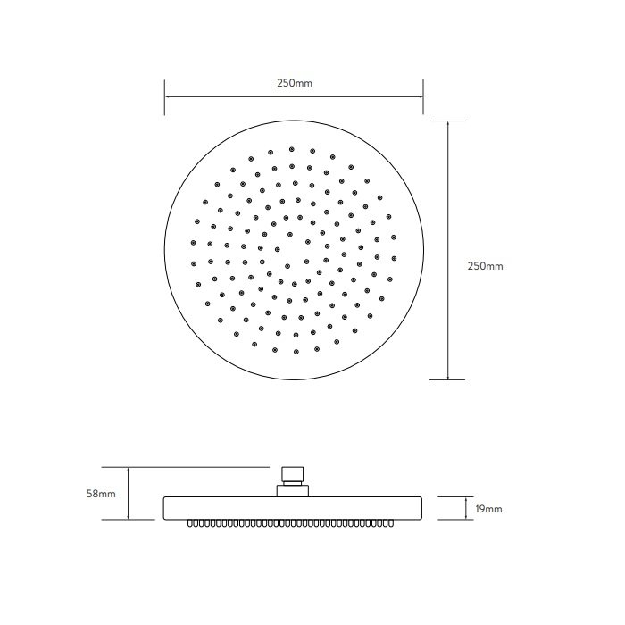 Aqualisa Options Round Lightweight Shower Head - 250mm x 250mm - Chrome - Image 2