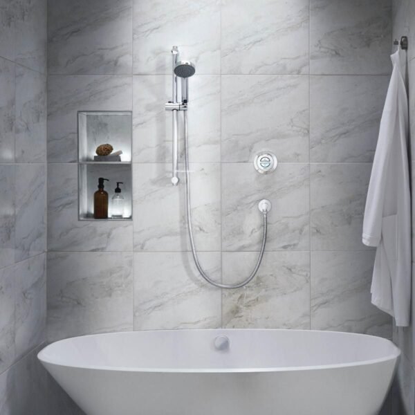 Aqualisa Quartz Classic Smart 2 Outlet Digital Concealed Shower Valve With Riser Rail And Bath Filler - Chrome - Image 5