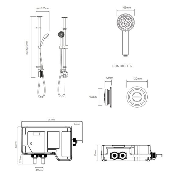 Aqualisa Quartz Classic Smart One Outlet Digital Exposed Shower Set - Chrome - Image 5