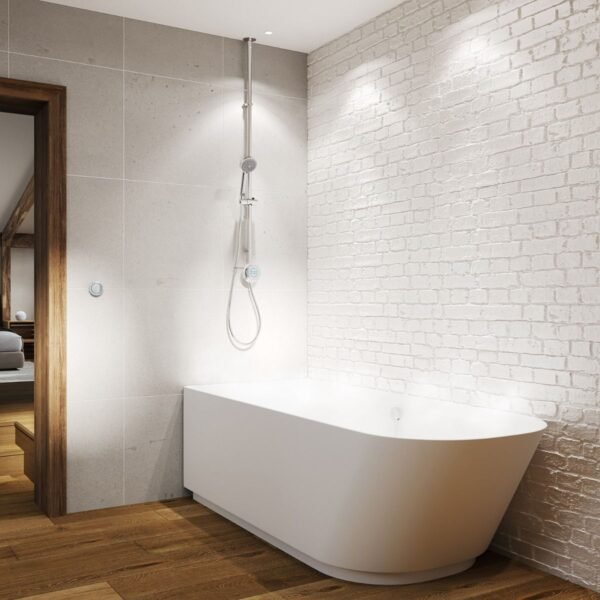 Aqualisa Quartz Classic Slide Rail Kit With Exposed Digital Valve And Bath Filler - Gravity Pump - Chrome - Image 4